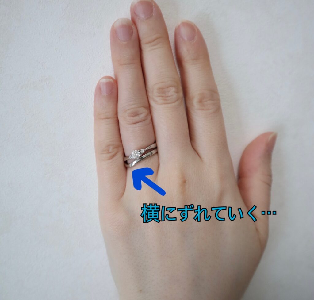 結婚指輪が横にズレていく写真